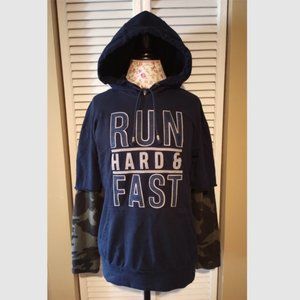 YELLOW Brand "Run Hard & Fast" Pullover Sweatshirt Hoodie, Size L, Pre-Owned
